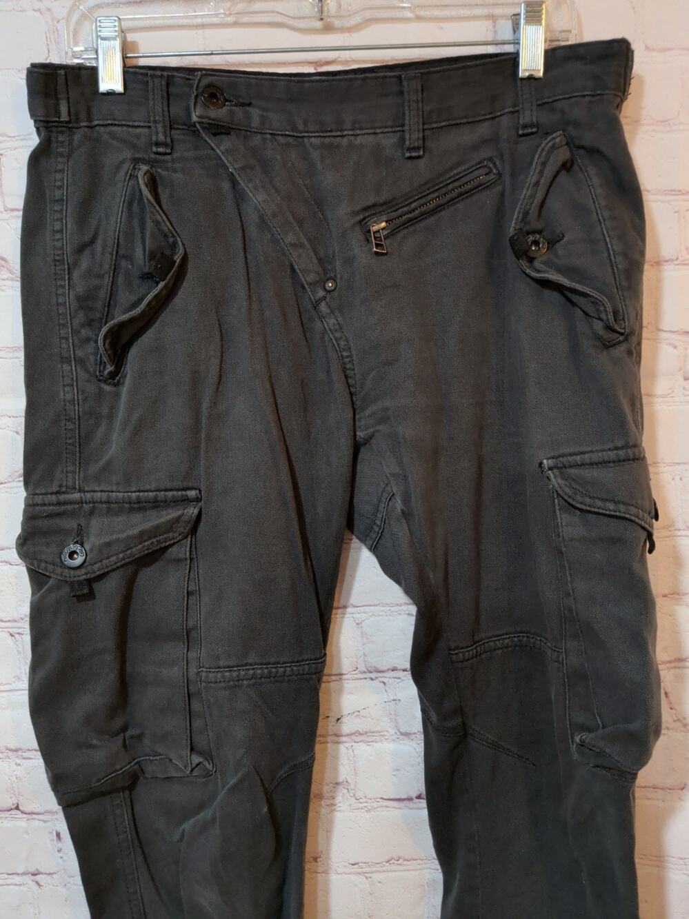PRPS Mens 30 Black Cotton Utility Cargo Pants Asymmetrical Zip Tactical E98P13